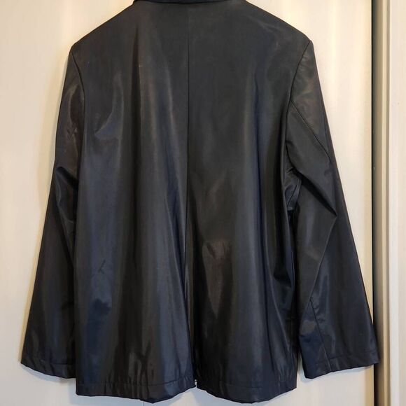O13 Colebrook & Co Outerwear shiney black polyvinyl rain zip-up jacket - Picture 3 of 12